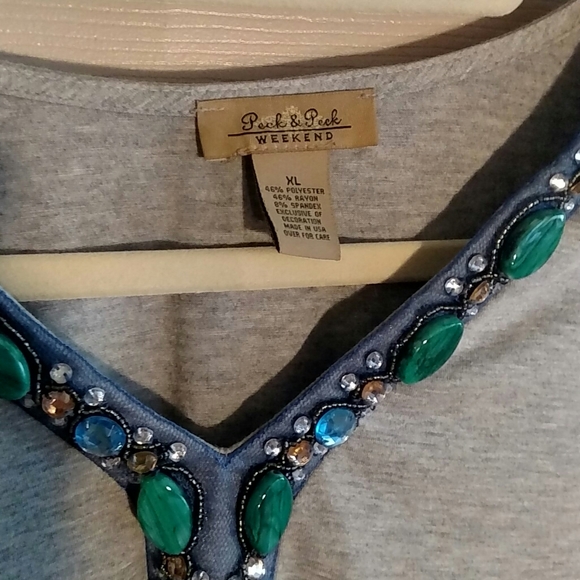 Peck & Peck Weekend XL Embellished T-shirt - Picture 2 of 4